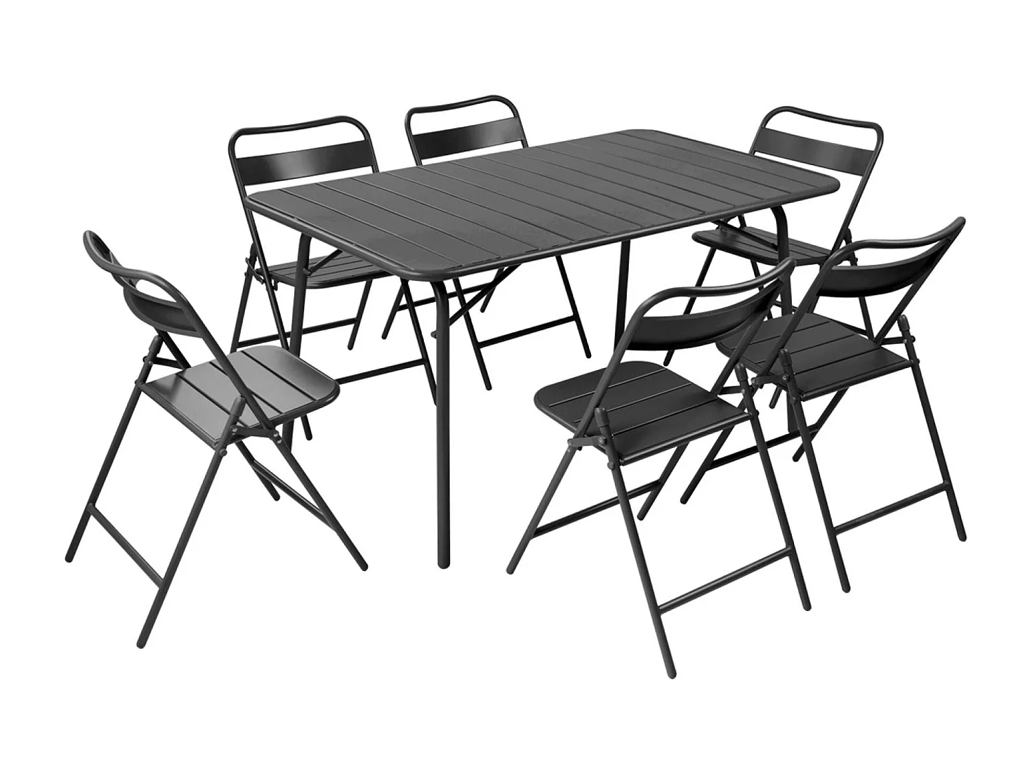 Set tavolo da giardino bistrot pieghevole in metallo con 6 sedie,