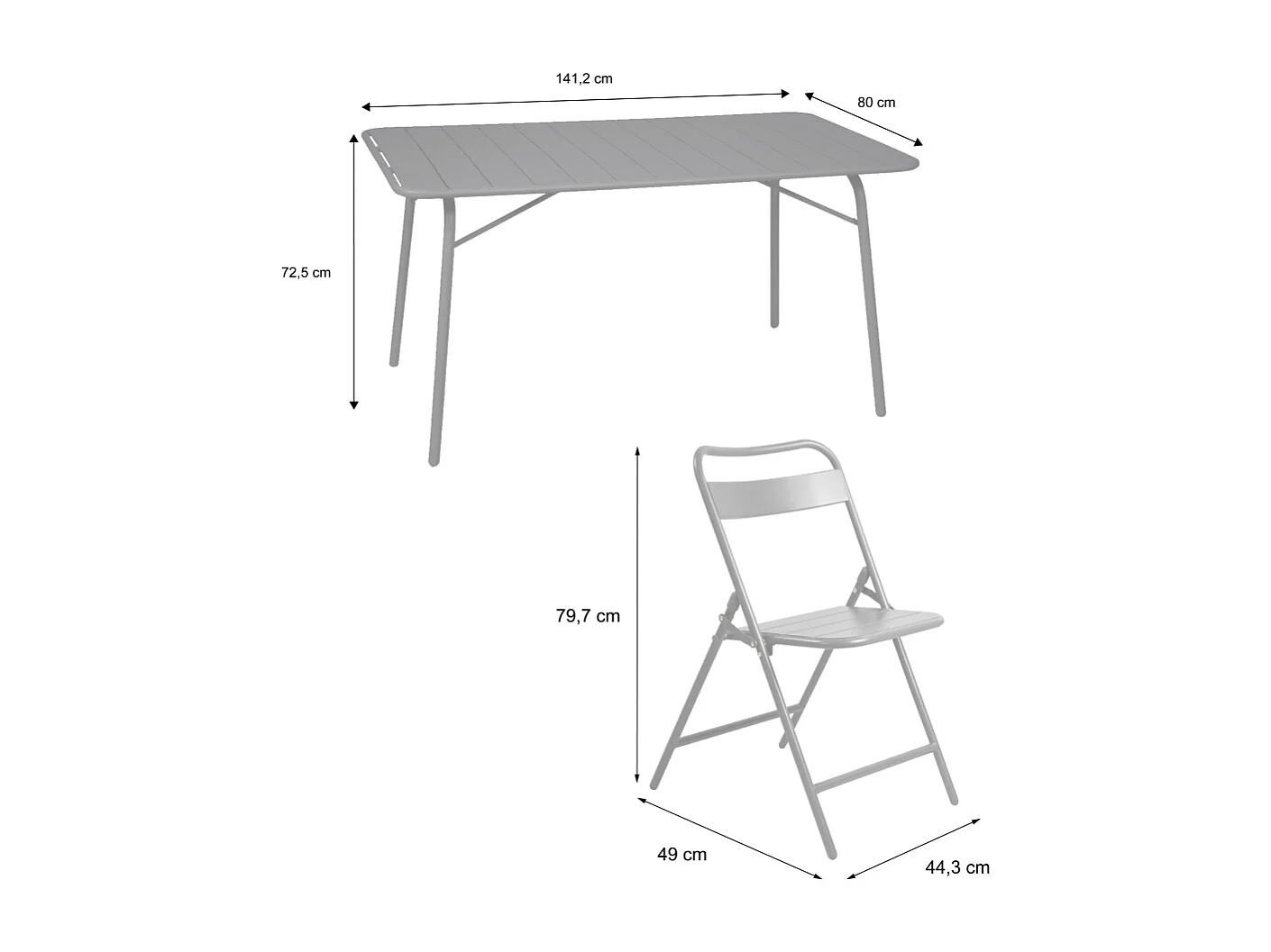 Set tavolo da giardino bistrot pieghevole in metallo con 6 sedie,