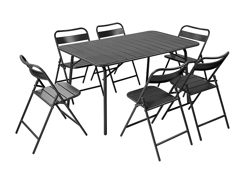 Mesa de jardín plegable de metal con 6 asientos antracita