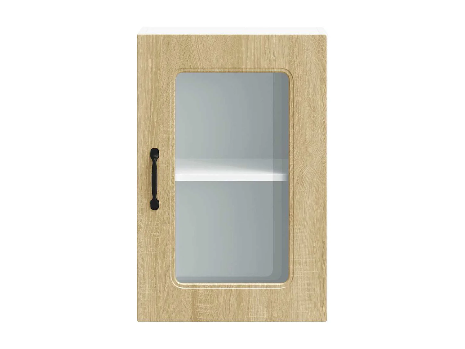 Meuble murale de cuisine avec porte vitrée en bois d'ingénierie chêne Sonoma