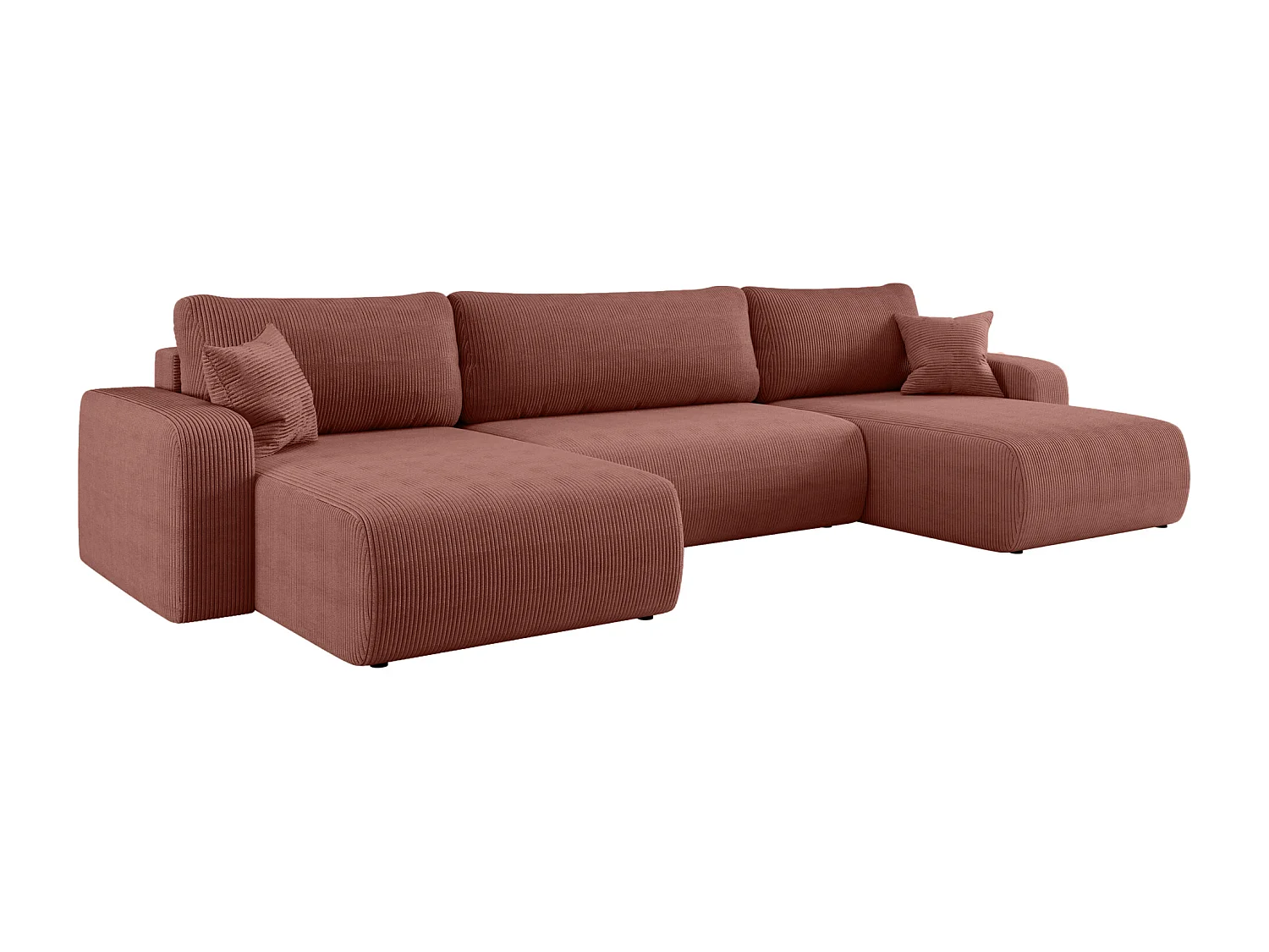 Canapé d'Angle réversible convertible avec fonction de couchage Piano U coffre universel en velours côtelé cuivre du fabricant - VINOTTI