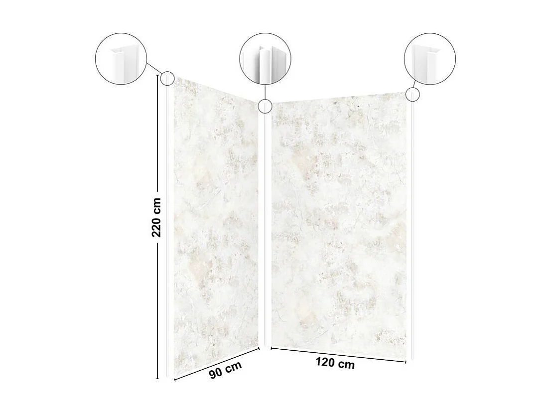 Lot de 2 panneaux de douche en PVC (90x220 & 120x220 cm) + profilés blanc - New Trashwall - Marron