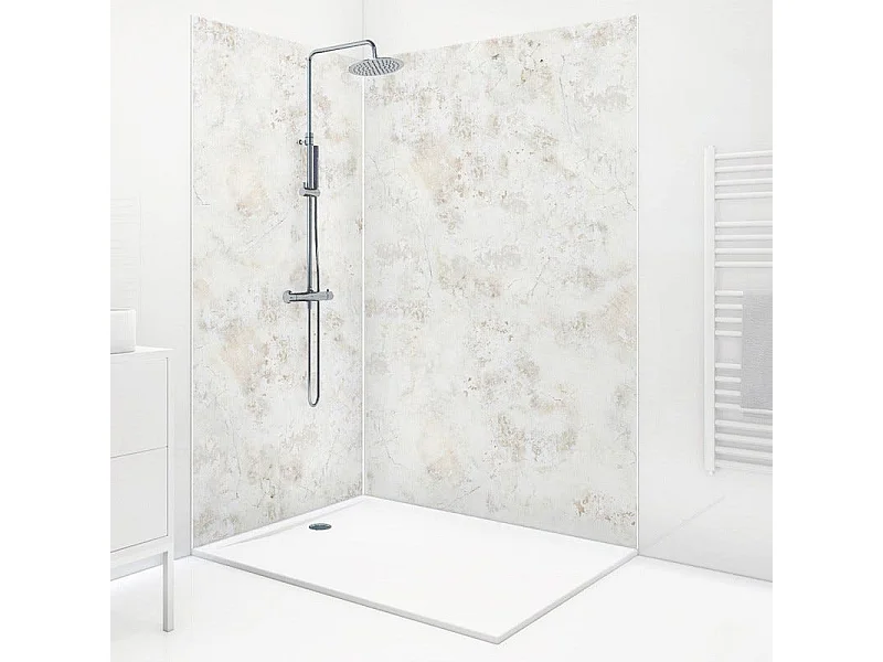 Lot de 2 panneaux de douche en PVC (90x220 & 120x220 cm) + profilés blanc - New Trashwall - Marron