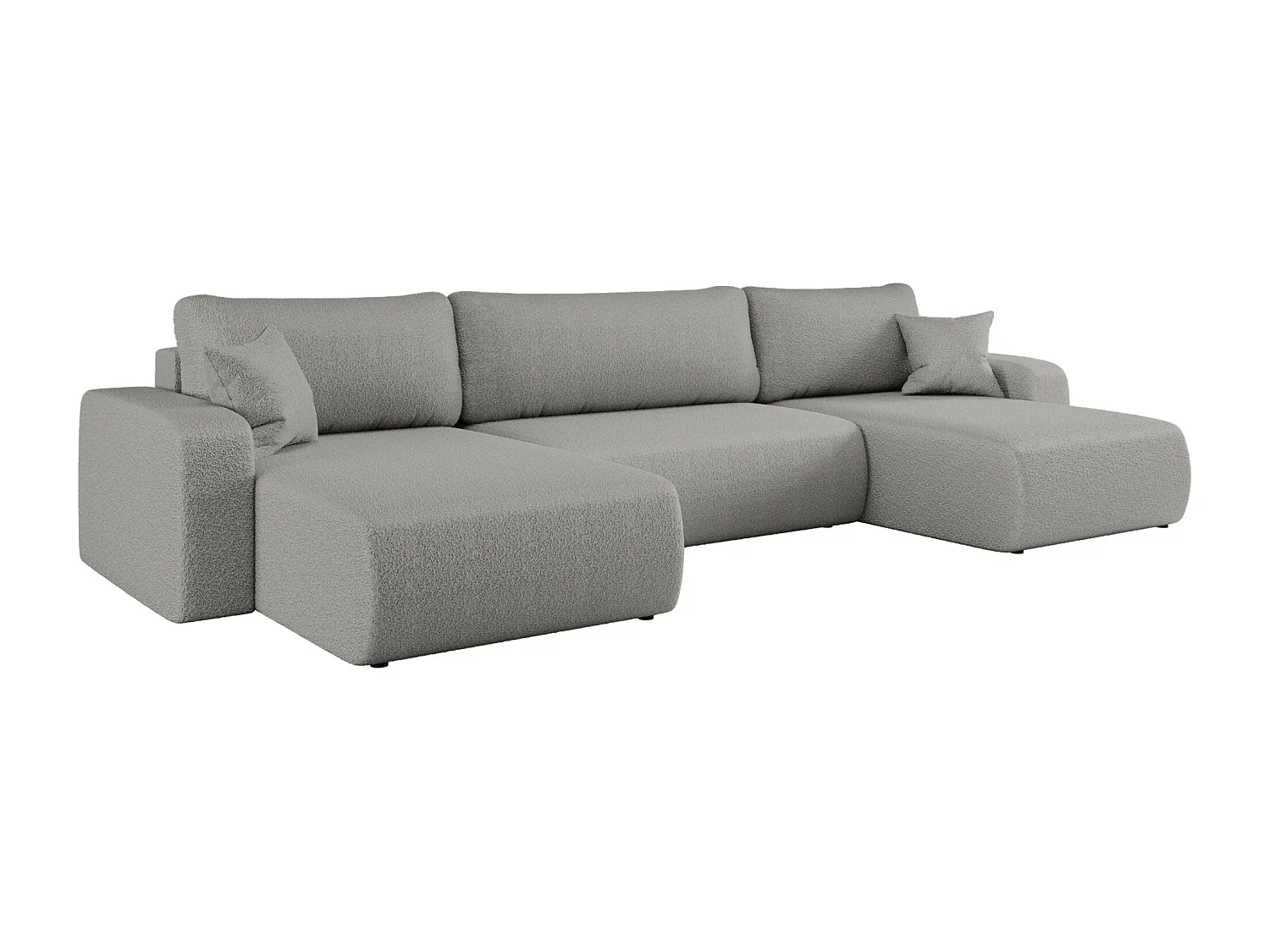Canapé d'Angle réversible convertible avec fonction de couchage Piano U coffre universel en tissu bouclé gris du fabricant - VINOTTI
