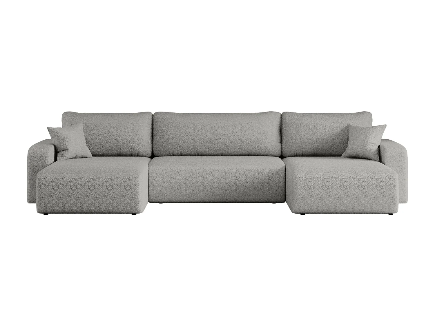 Canapé d'Angle réversible convertible avec fonction de couchage Piano U coffre universel en tissu bouclé gris du fabricant - VINOTTI