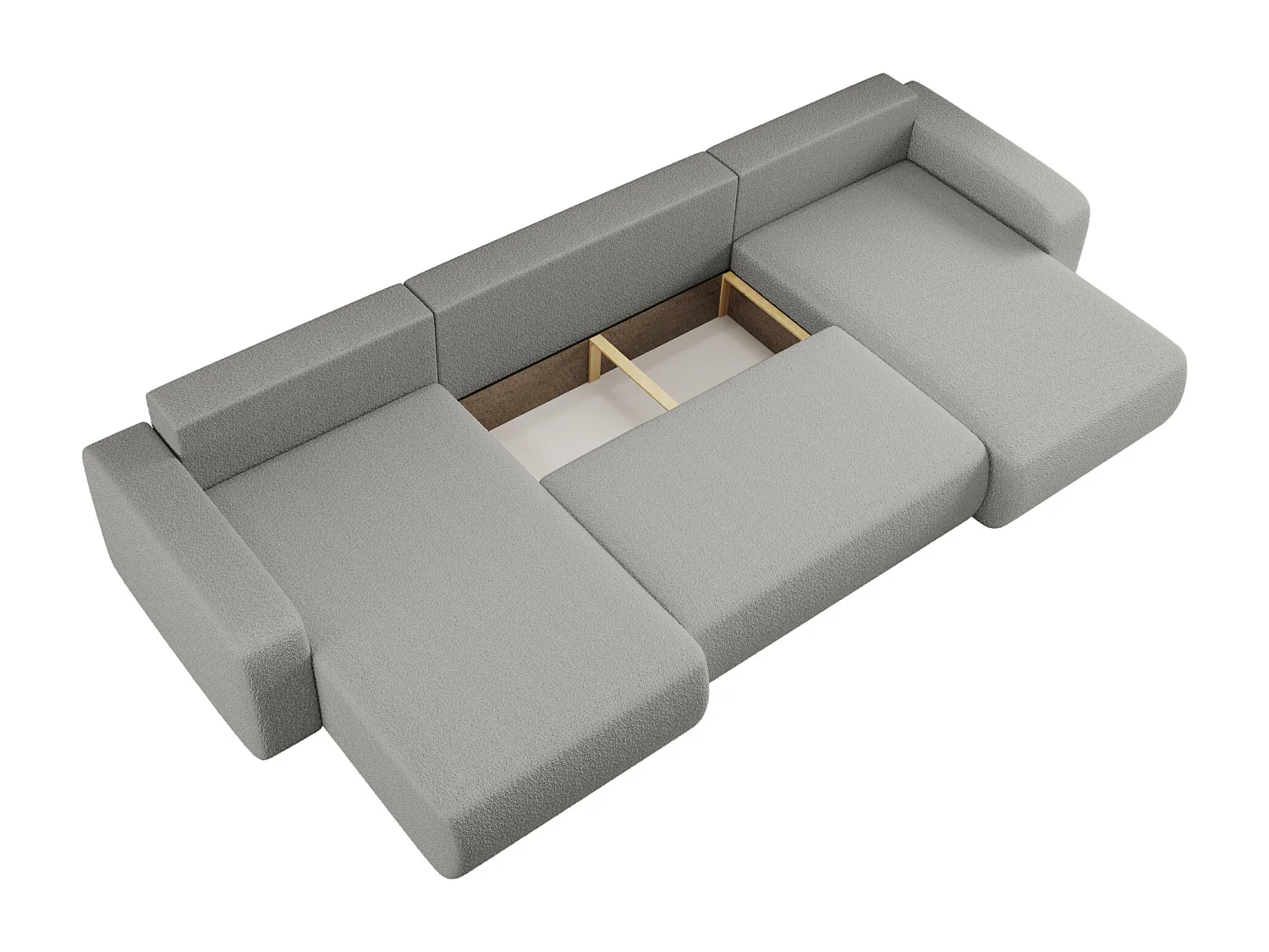 Canapé d'Angle réversible convertible avec fonction de couchage Piano U coffre universel en tissu bouclé gris du fabricant - VINOTTI