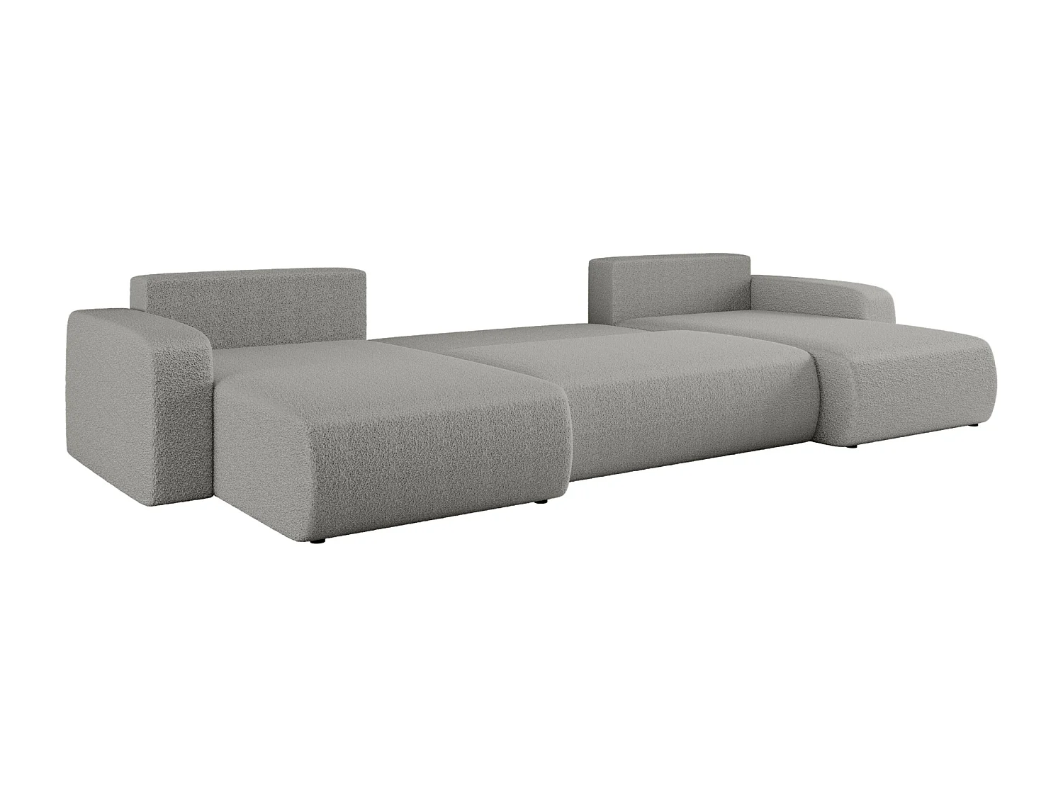 Canapé d'Angle réversible convertible avec fonction de couchage Piano U coffre universel en tissu bouclé gris du fabricant - VINOTTI
