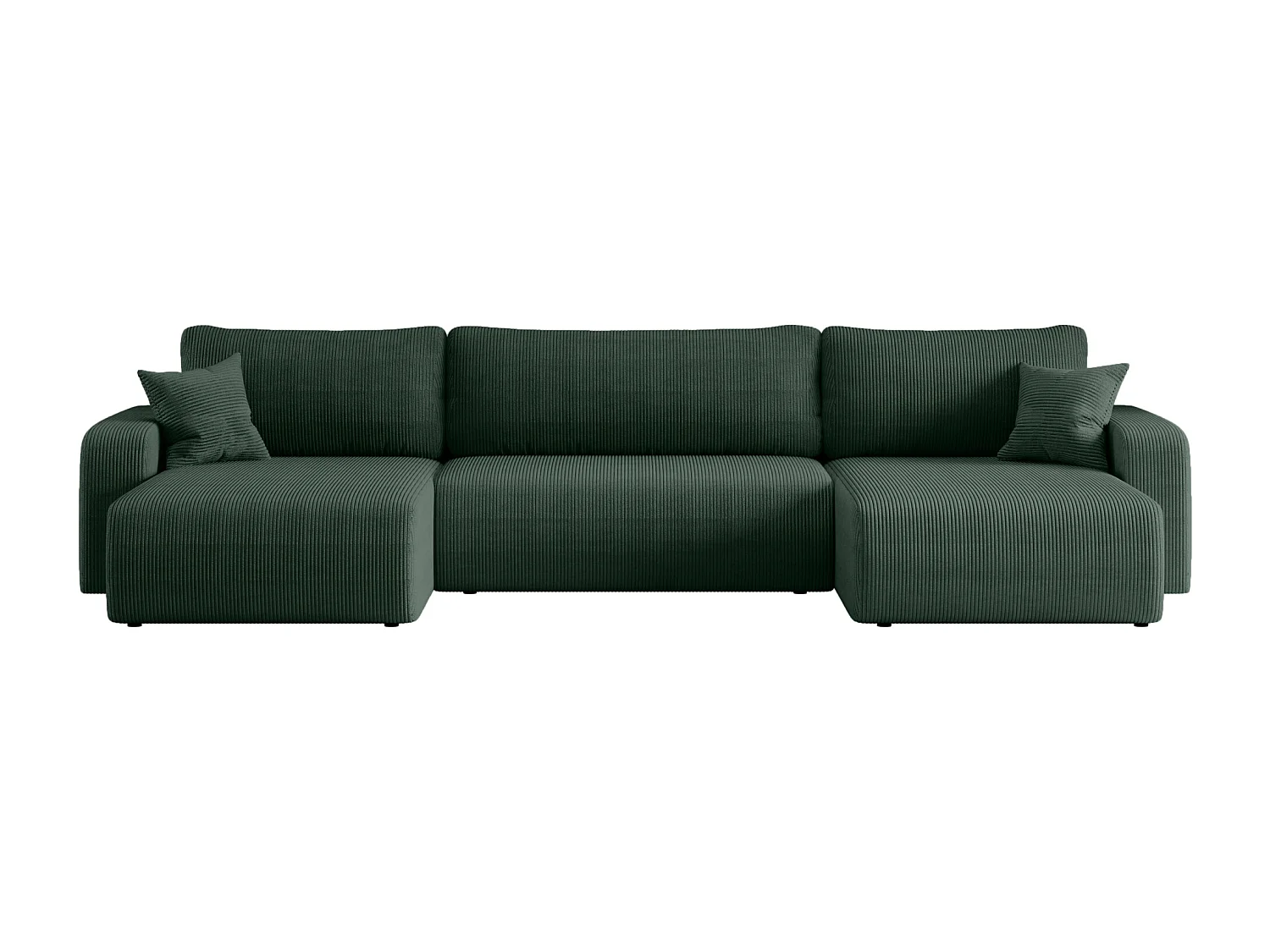 Canapé d'Angle réversible convertible avec fonction de couchage Piano U coffre universel en velours côtelé vert bouteille du fabricant - VINOTTI