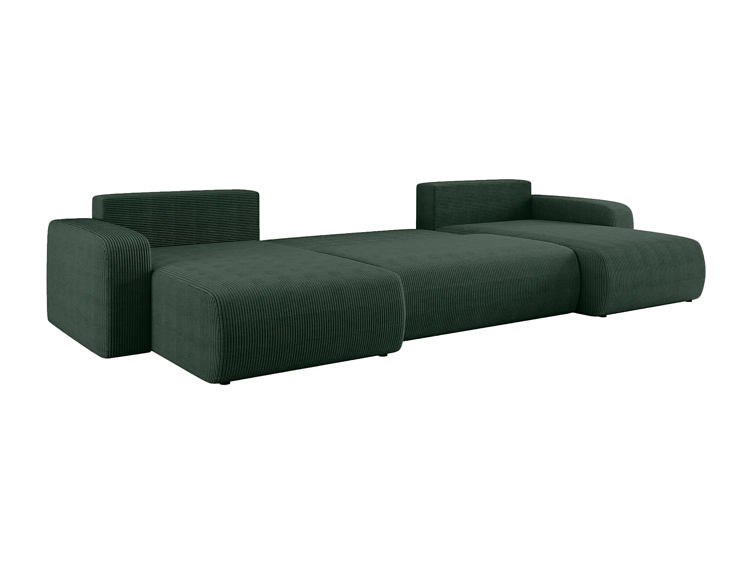 Canapé d'Angle réversible convertible avec fonction de couchage Piano U coffre universel en velours côtelé vert bouteille du fabricant - VINOTTI