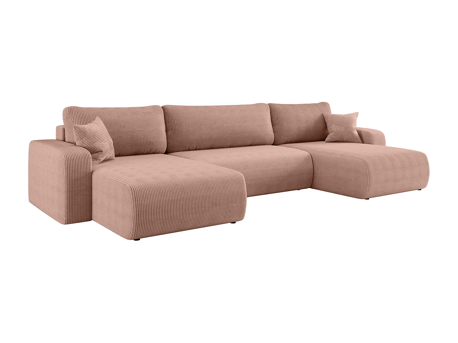 Canapé d'Angle réversible convertible avec fonction de couchage Piano U coffre universel en velours côtelé Rose poudré du fabricant - VINOTTI