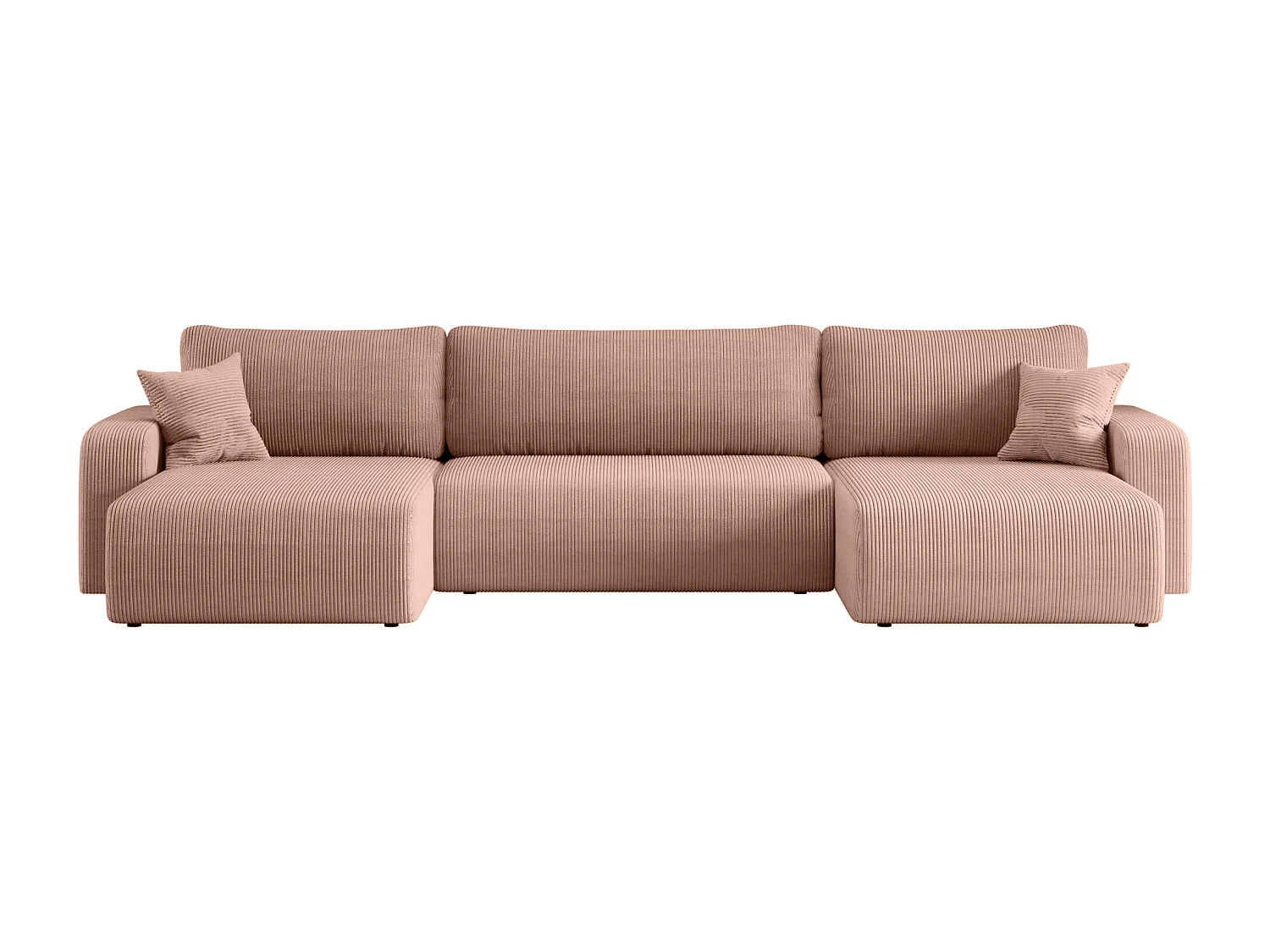 Canapé d'Angle réversible convertible avec fonction de couchage Piano U coffre universel en velours côtelé Rose poudré du fabricant - VINOTTI