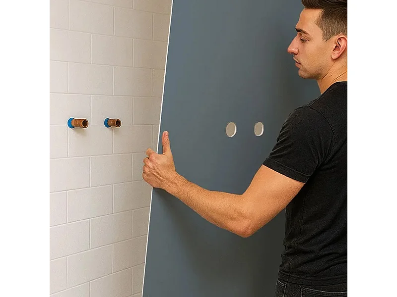 Pack 2 panneaux de douche en PVC Bleu Paon + 3 profilés Blancs - 99deco - 1 panneau de 90x220 cm et 1 panneau de 120x220 cm