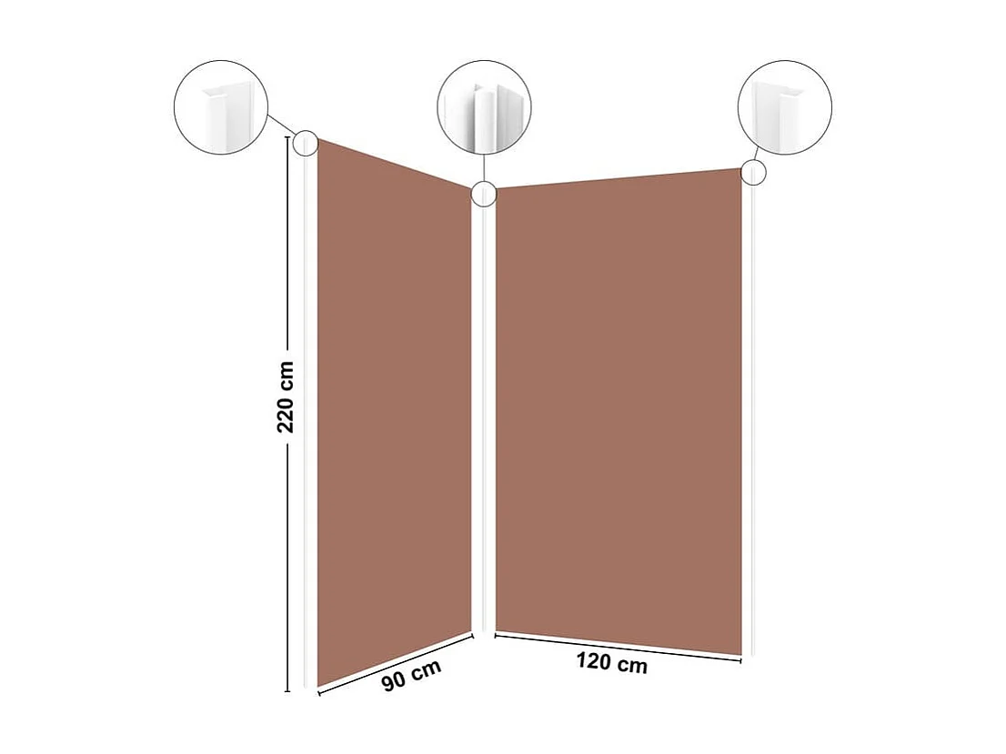 Pack 2 panneaux de douche en PVC Terracotta + 3 profilés Blancs  - 1 panneau de 90x220 cm et 1 panneau de 120x220 cm