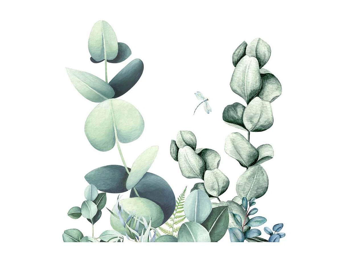 Lot de 2 panneaux de douche en aluminium (90x220 & 120x220 cm) + profilés blanc - Motif végétal - Vert et Blanc - Quiétude