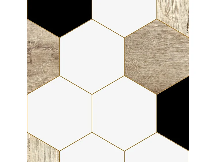 Lot de 2 panneaux de douche en PVC (90x220 & 120x220 cm) + profilés blanc - Mix Hexa - Multicolore