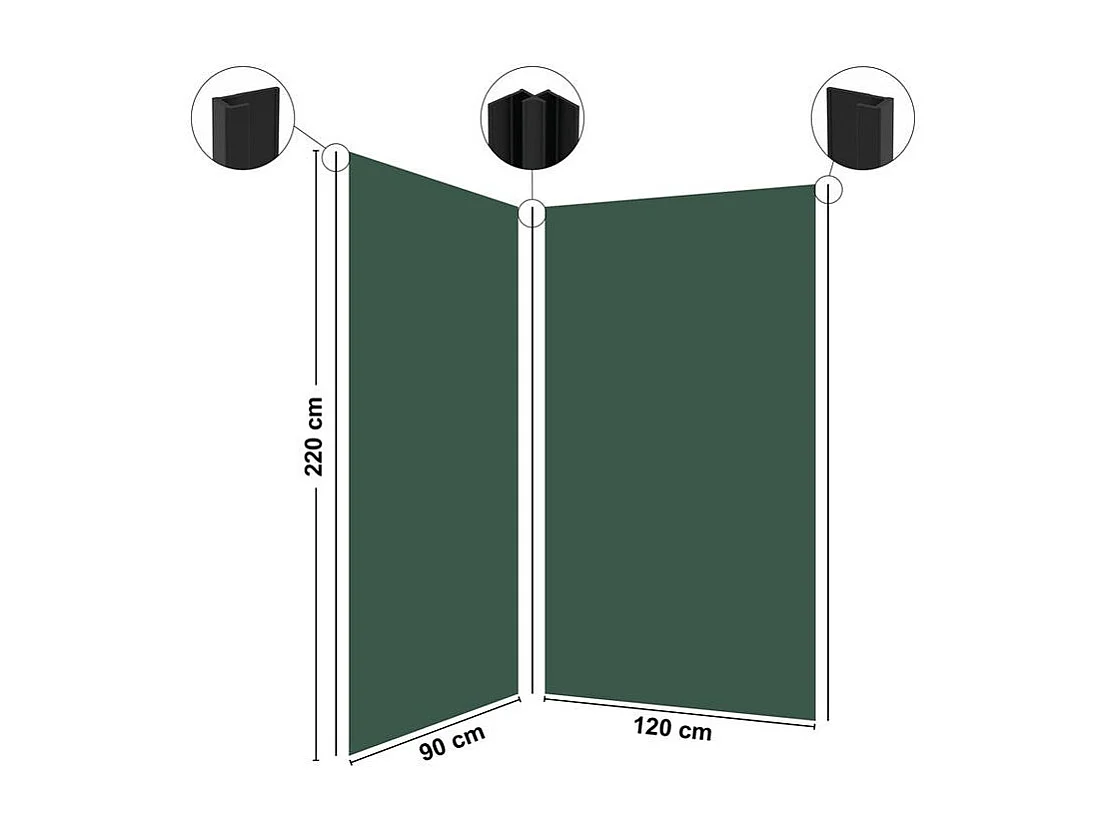 Pack 2 panneaux de douche en PVC Vert Forêt + 3 profilés Noirs - 99deco - 1 panneau de 90x220 cm et 1 panneau de 120x220 cm