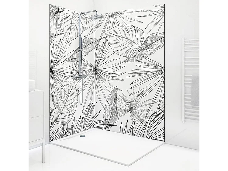 Lot de 2 panneaux de douche en PVC (90x220 & 120x220 cm) + profilés noir - Lamnar - Noir