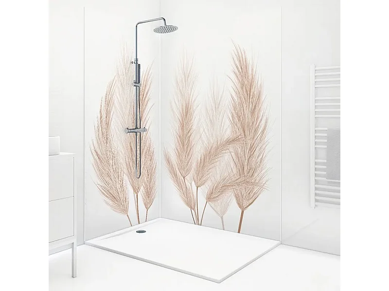 Lot de 2 panneaux de douche en PVC (90x220 & 120x220 cm) + profilés blanc - Pampa - Marron