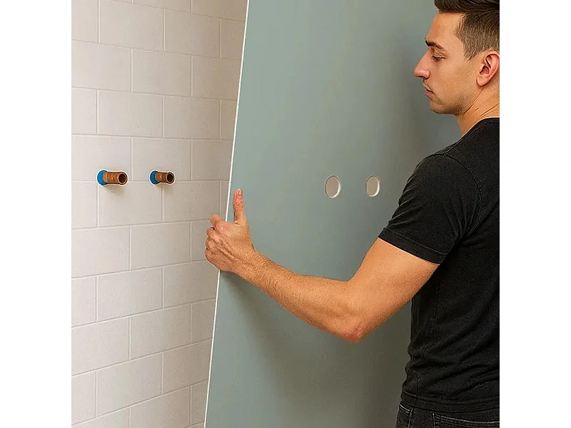 Pack 2 panneaux de douche en PVC Vert d'Eau + 3 profilés Blancs - 99deco - 1 panneau de 90x220 cm et 1 panneau de 120x220 cm