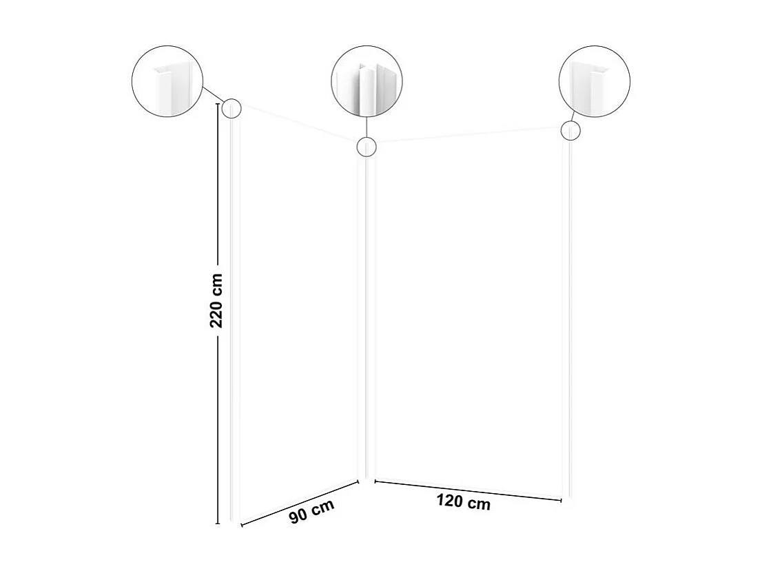 Lot de 2 panneaux de douche en PVC (90x220 & 120x220 cm) + profilés blanc - Essentiel - Blanc
