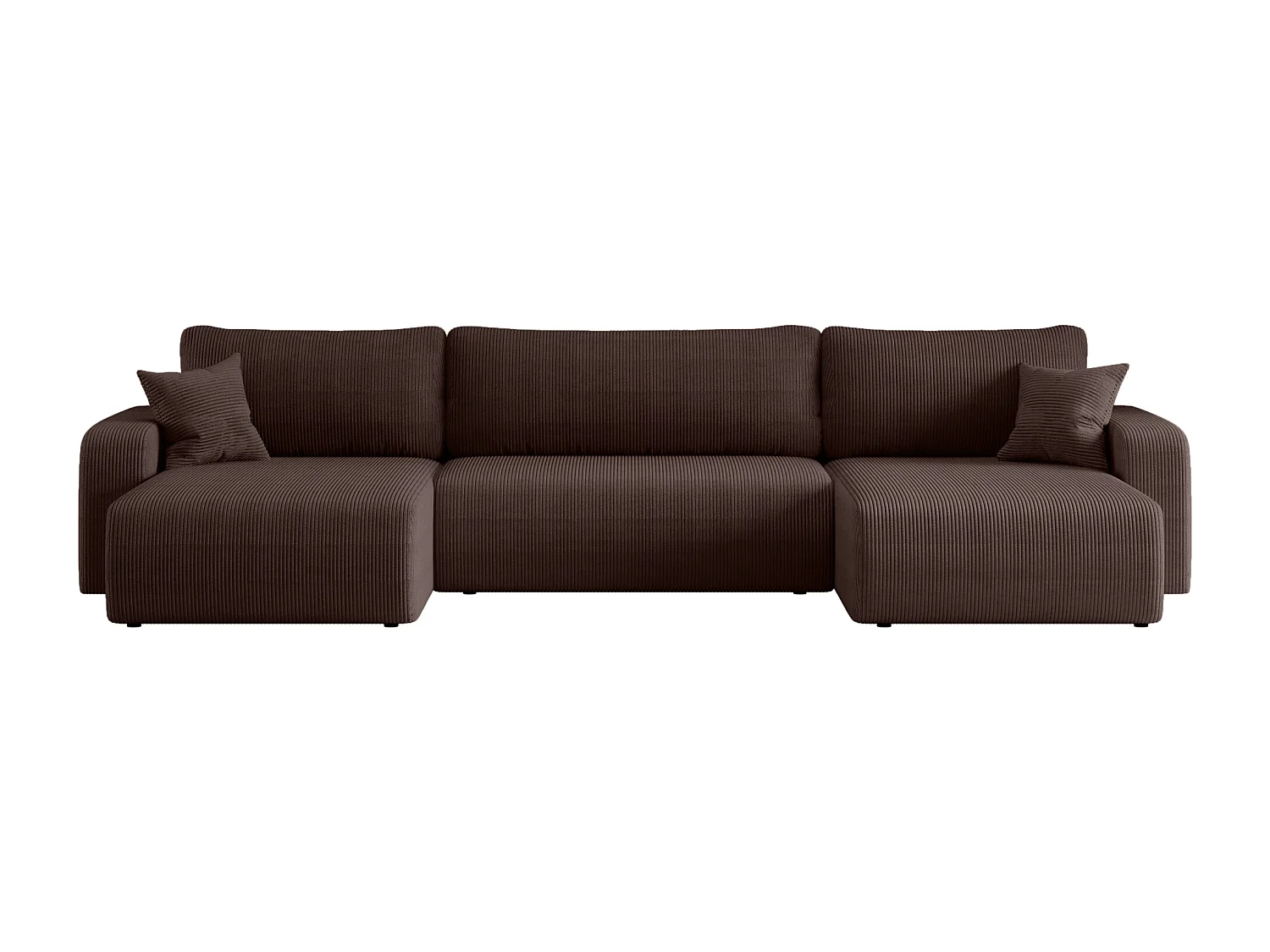 Canapé d'Angle réversible convertible avec fonction de couchage Piano U coffre universel en velours côtelé brun chocolat du fabricant - VINOTTI