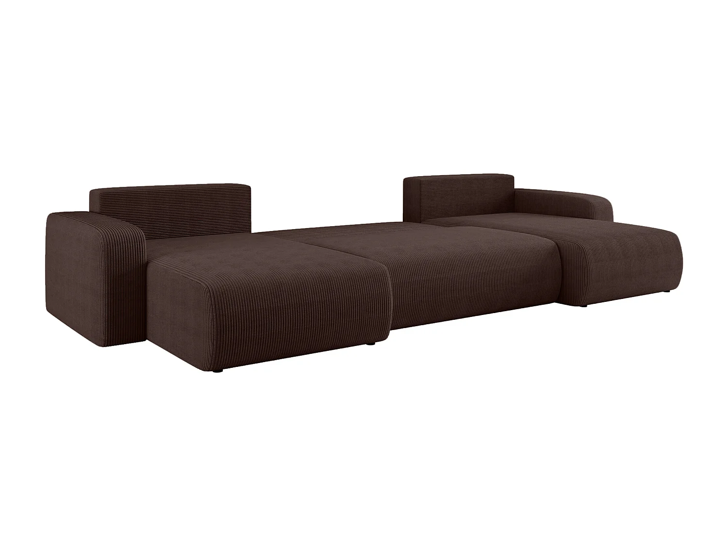 Canapé d'Angle réversible convertible avec fonction de couchage Piano U coffre universel en velours côtelé brun chocolat du fabricant - VINOTTI