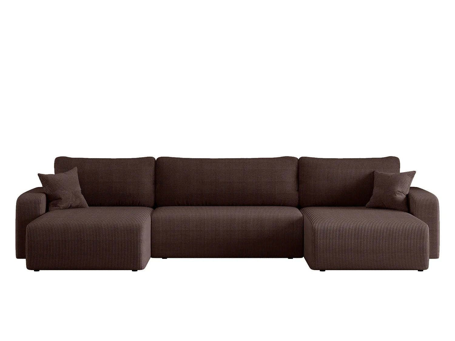 Canapé d'angle convertible 5 places avec coffre en velours brun