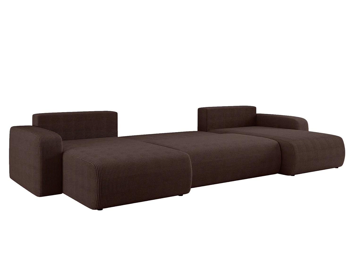 Canapé d'angle convertible 5 places avec coffre en velours brun
