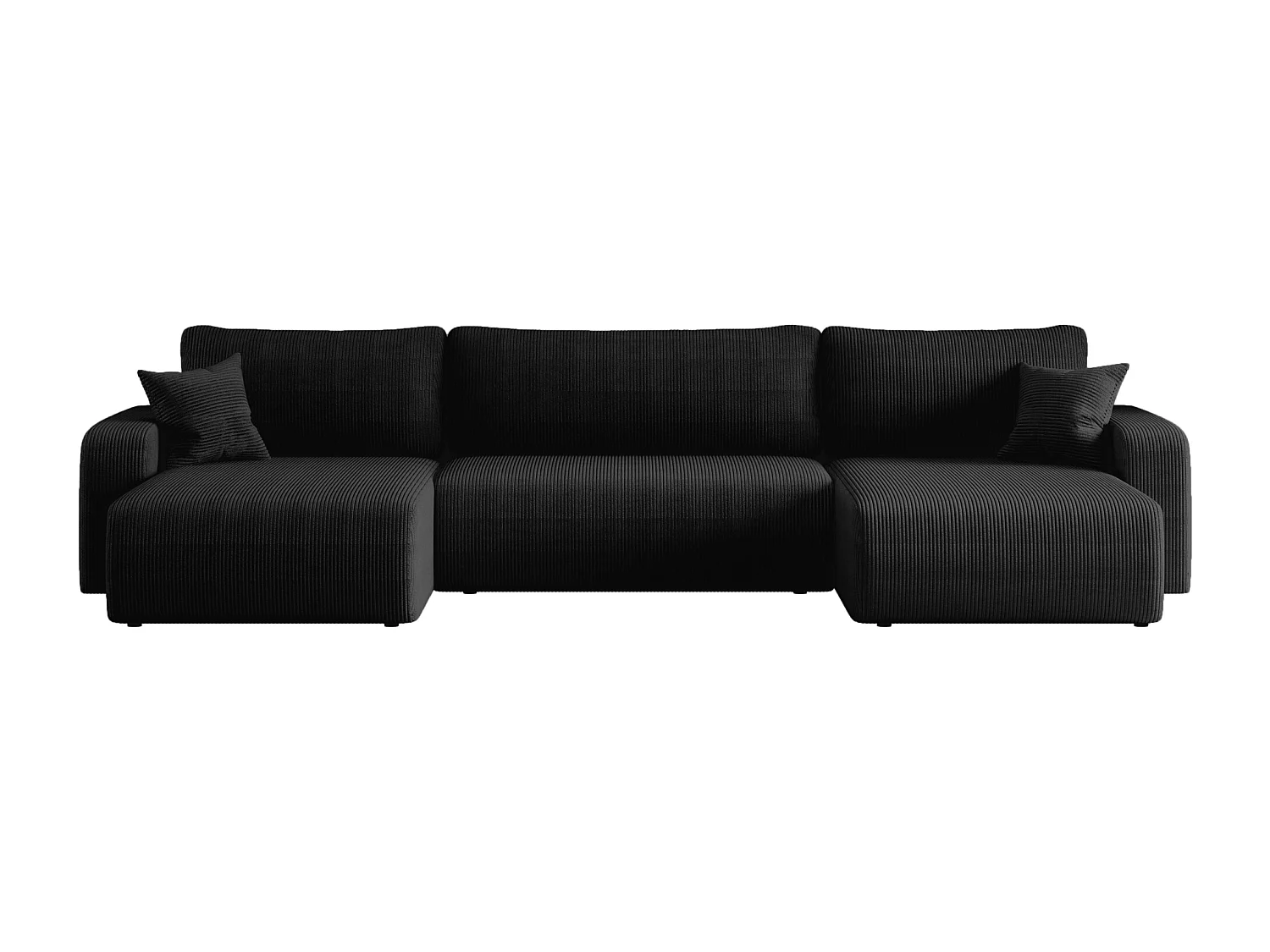 Canapé d'Angle réversible convertible avec fonction de couchage Piano U coffre universel en velours côtelé noir du fabricant - VINOTTI