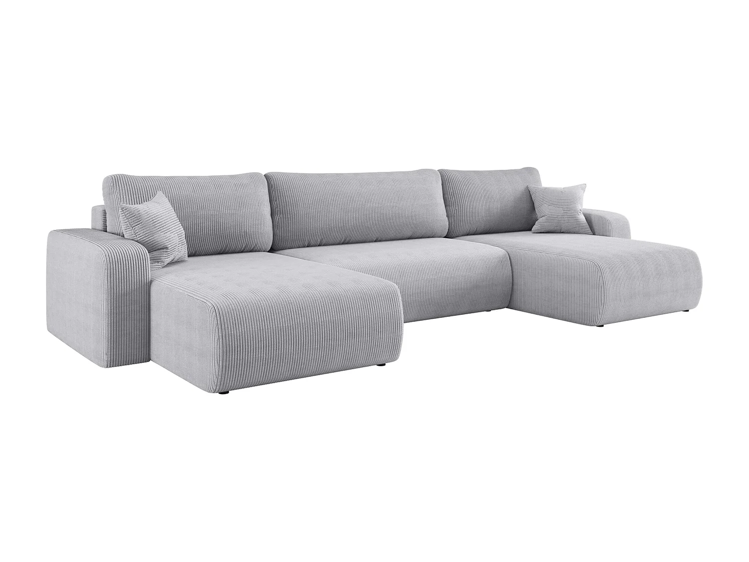 Canapé d'Angle réversible convertible avec fonction de couchage Piano U coffre universel en velours côtelé gris clair du fabricant - VINOTTI