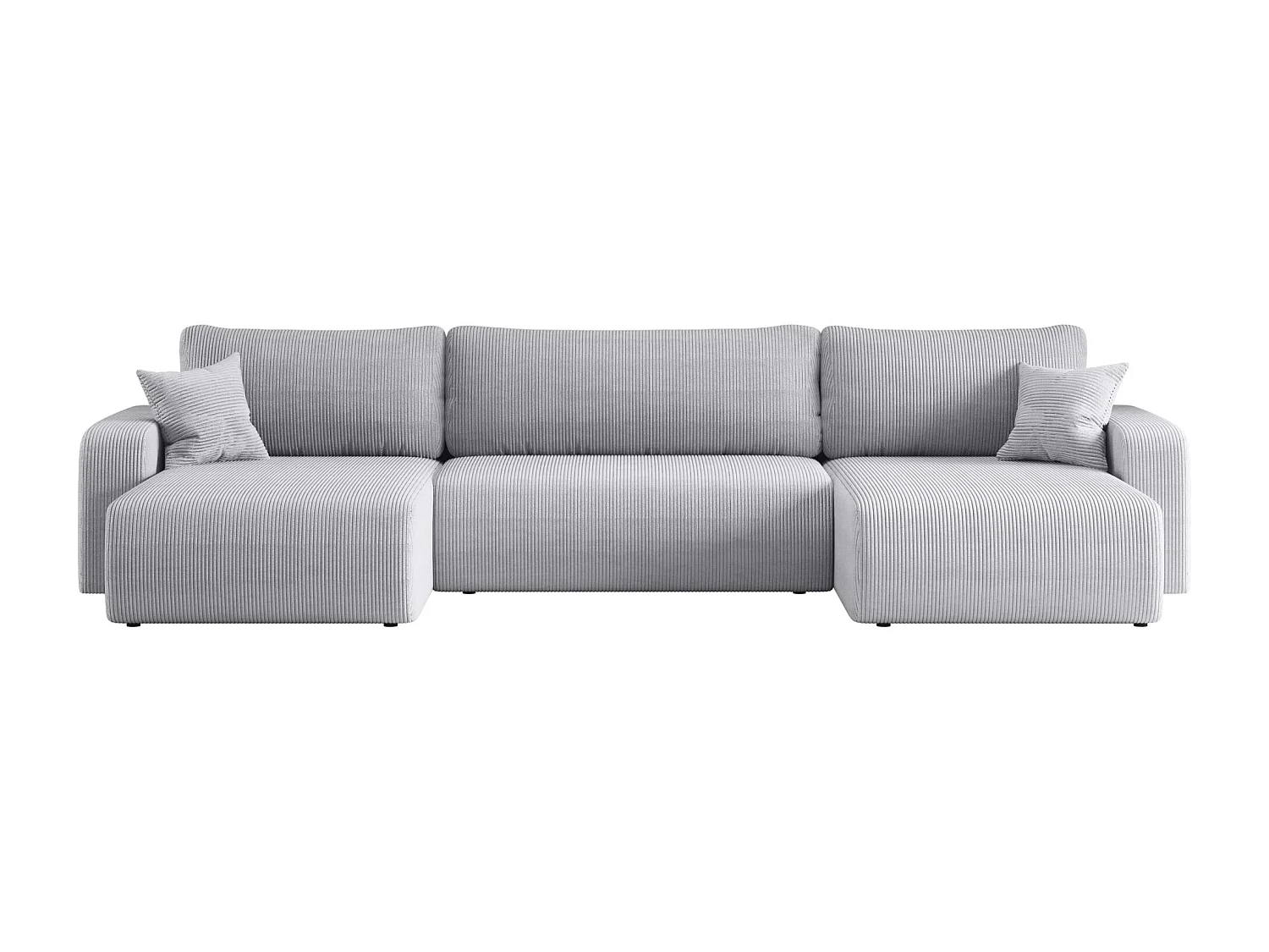 Canapé d'Angle réversible convertible avec fonction de couchage Piano U coffre universel en velours côtelé gris clair du fabricant - VINOTTI