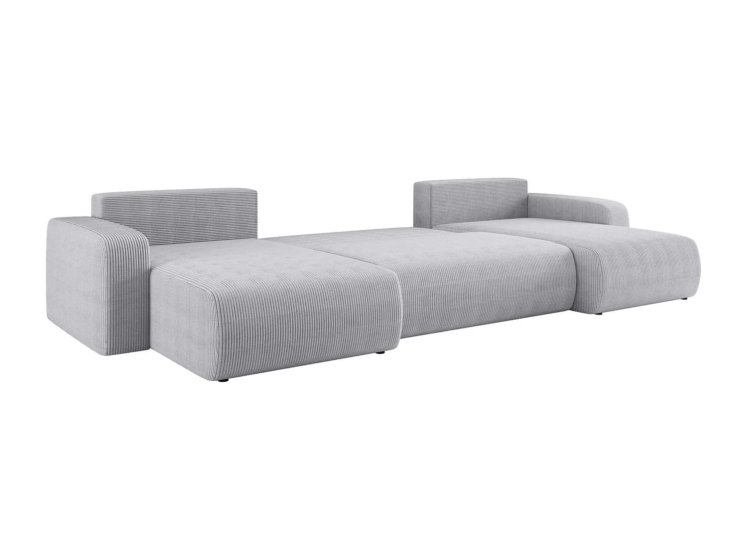 Canapé d'Angle réversible convertible avec fonction de couchage Piano U coffre universel en velours côtelé gris clair du fabricant - VINOTTI