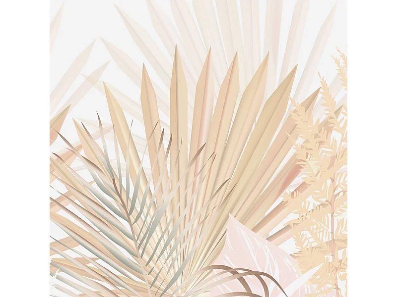 Lot de 2 panneaux de douche en PVC (90x220 & 120x220 cm) + profilés blanc - Motif végétal - Beige - Gaïa