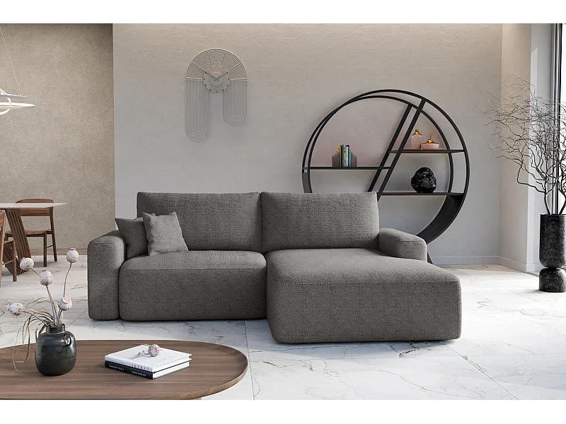 Canapé d'Angle droit avec fonction de couchage Soho coffre en gris du fabricant -VINOTTI