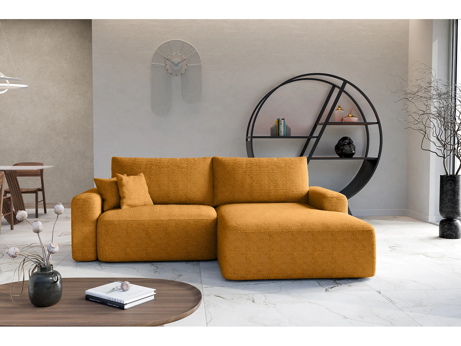 Canapé d'Angle droit avec fonction de couchage Soho coffre en moutarde du fabricant -VINOTTI