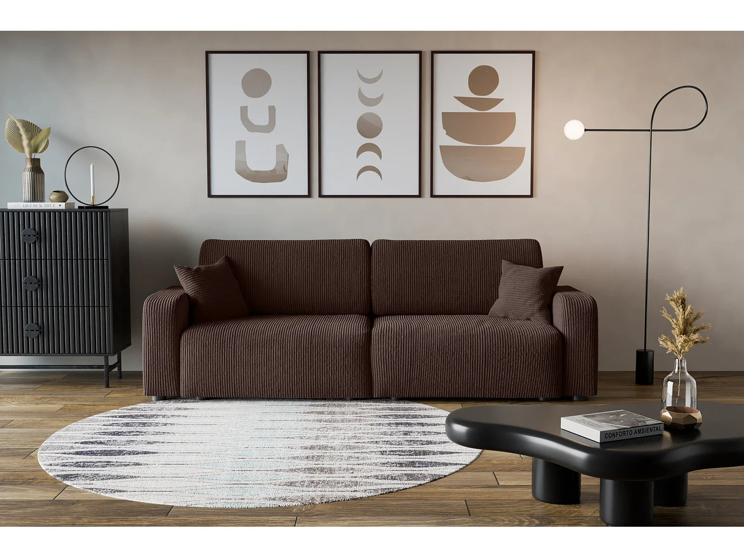 Divano Piano avec deux coffres de rangement pour literie, pour le salon, grand choix directement du fabricant brun chocolat - VINOTTI