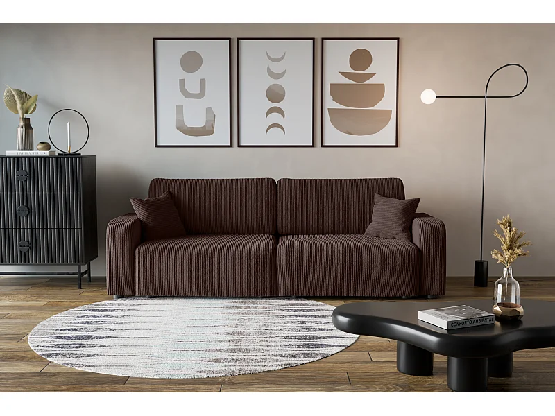 Divano Piano avec deux coffres de rangement pour literie, pour le salon, grand choix directement du fabricant brun chocolat - VINOTTI