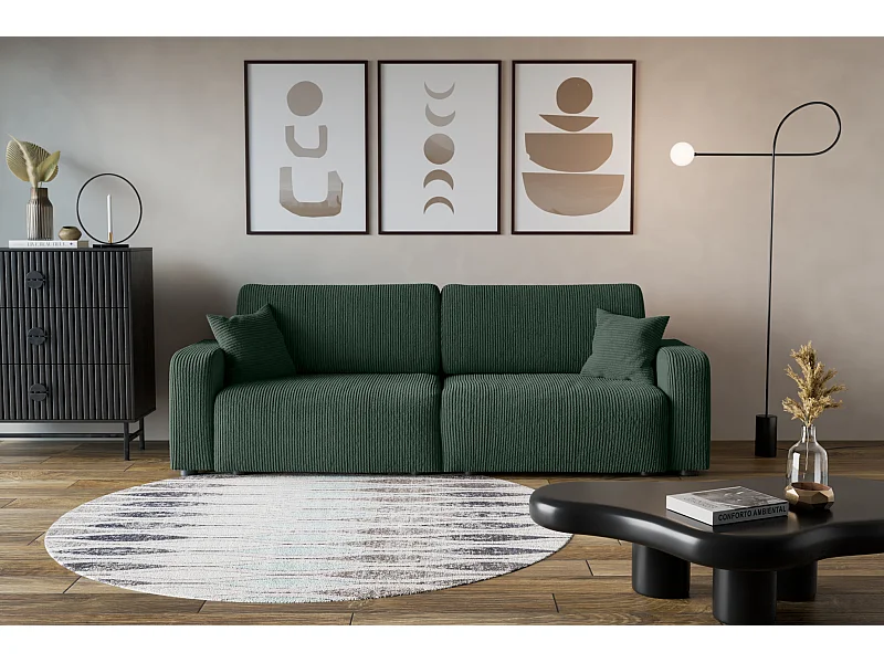 Divano Piano avec deux coffres de rangement pour literie, pour le salon, grand choix directement du fabricant vert bouteille - VINOTTI