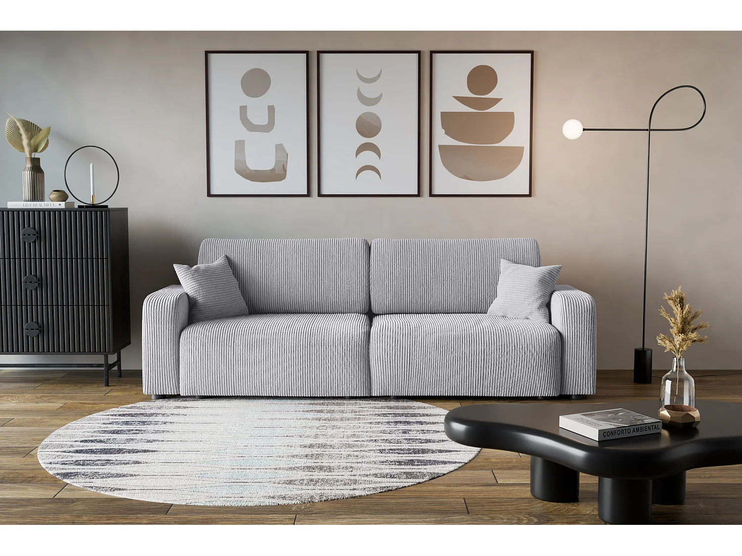 Divano Piano avec deux coffres de rangement pour literie, pour le salon, grand choix directement du fabricant gris clair - VINOTTI