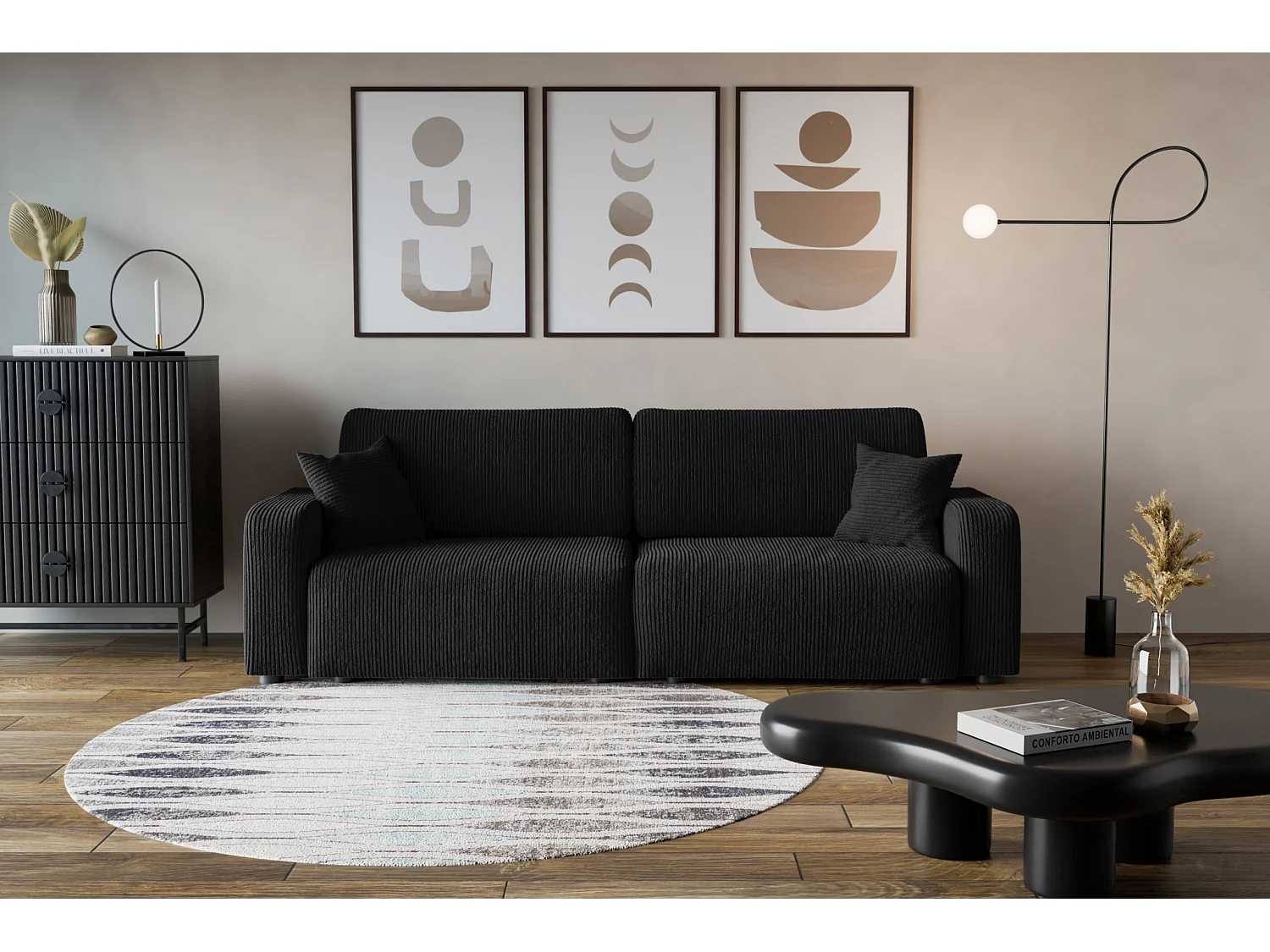 Divano Piano avec deux coffres de rangement pour literie, pour le salon, grand choix directement du fabricant noir - VINOTTI