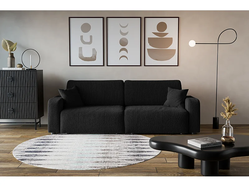 Divano Piano avec deux coffres de rangement pour literie, pour le salon, grand choix directement du fabricant noir - VINOTTI