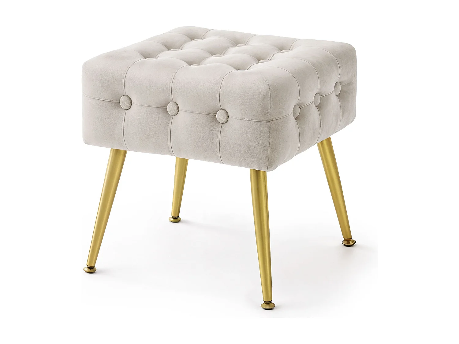 Tabouret rembourré en velours 40 cm QUADRA Beige