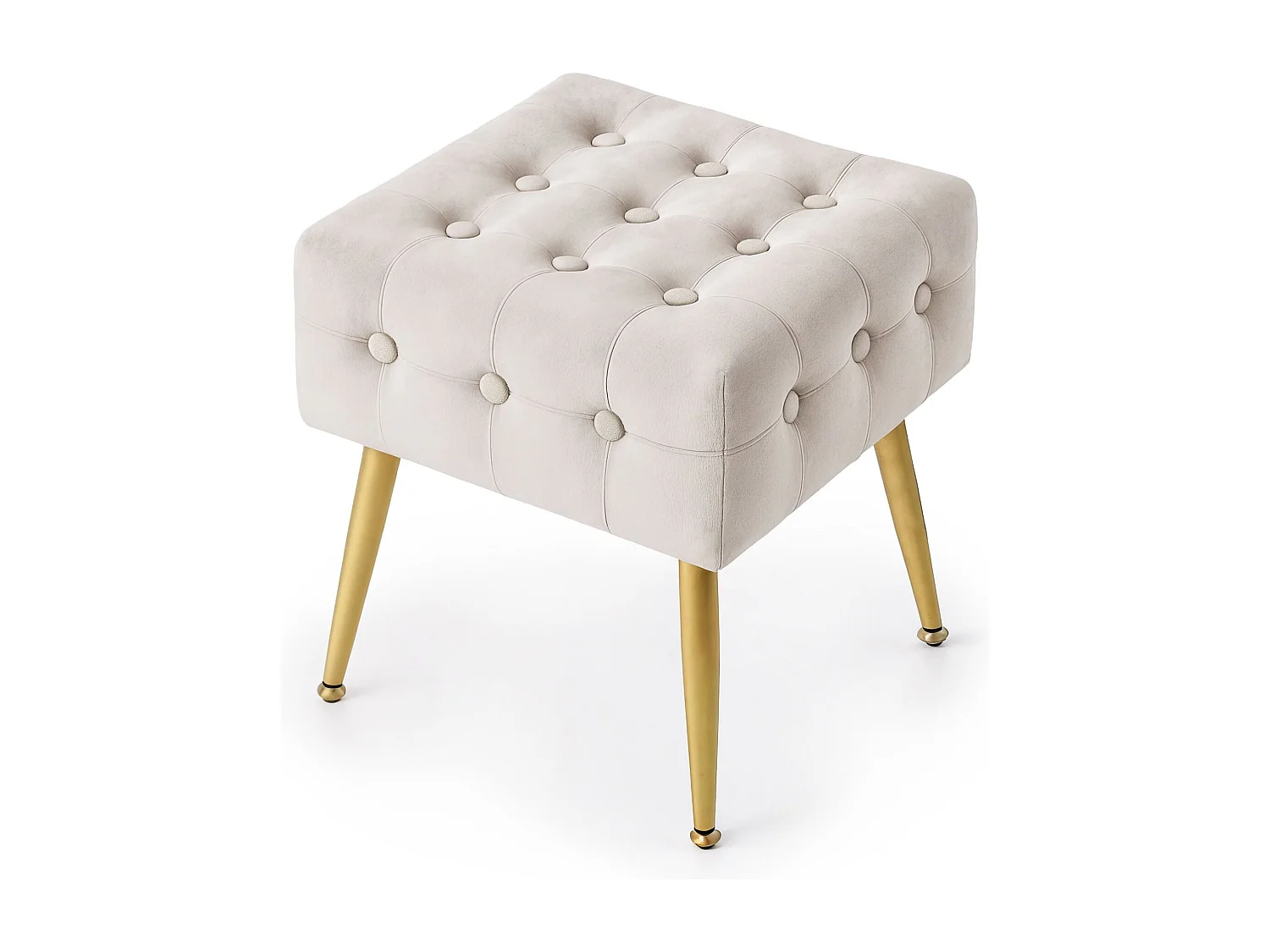 Tabouret rembourré en velours 40 cm QUADRA Beige