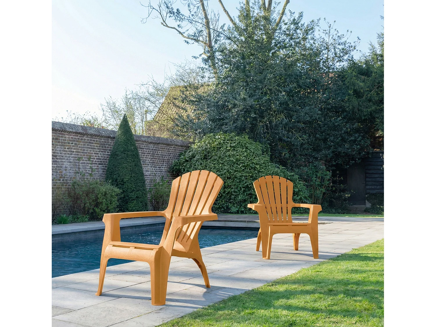Fauteuil Adirondack de Jardin en Résine Empilable Ocre