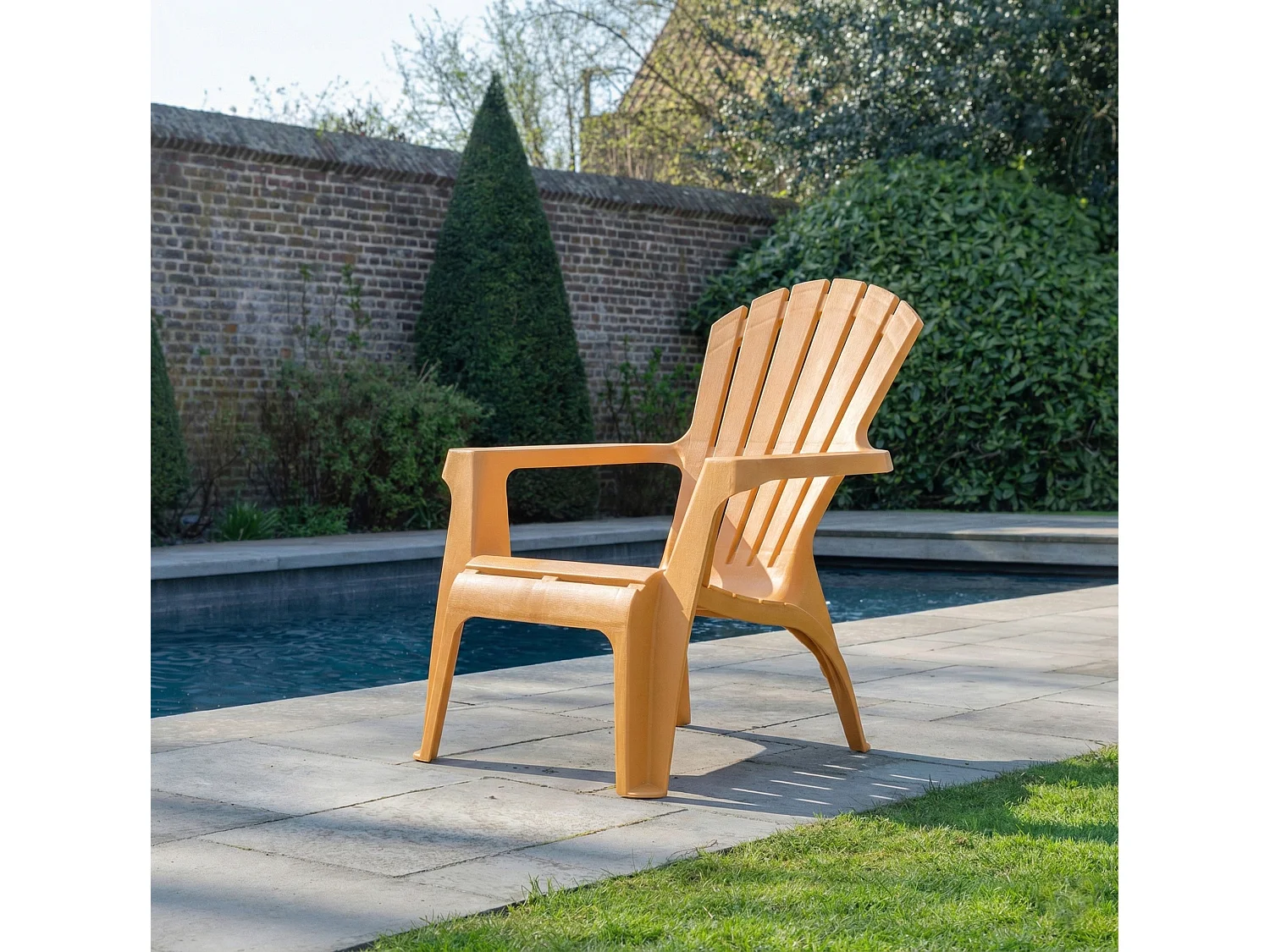Fauteuil Adirondack de Jardin en Résine Empilable Ocre