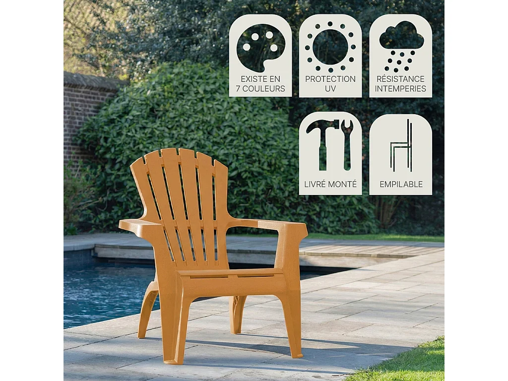 Fauteuil Adirondack de Jardin en Résine Empilable Ocre