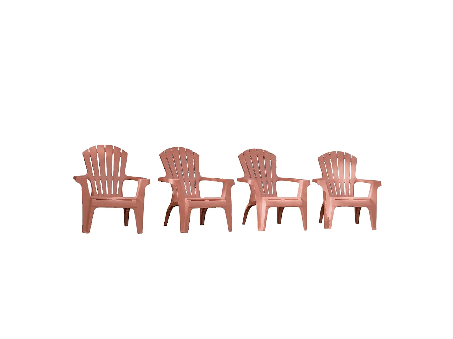 Lot de 4 Fauteuils  Adirondack de jardin en résine empilables Terracota