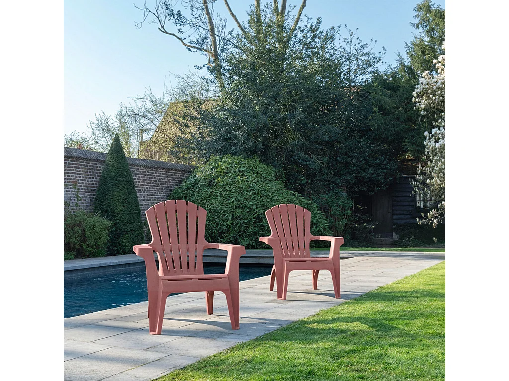 Lot de 4 Fauteuils  Adirondack de jardin en résine empilables Terracota