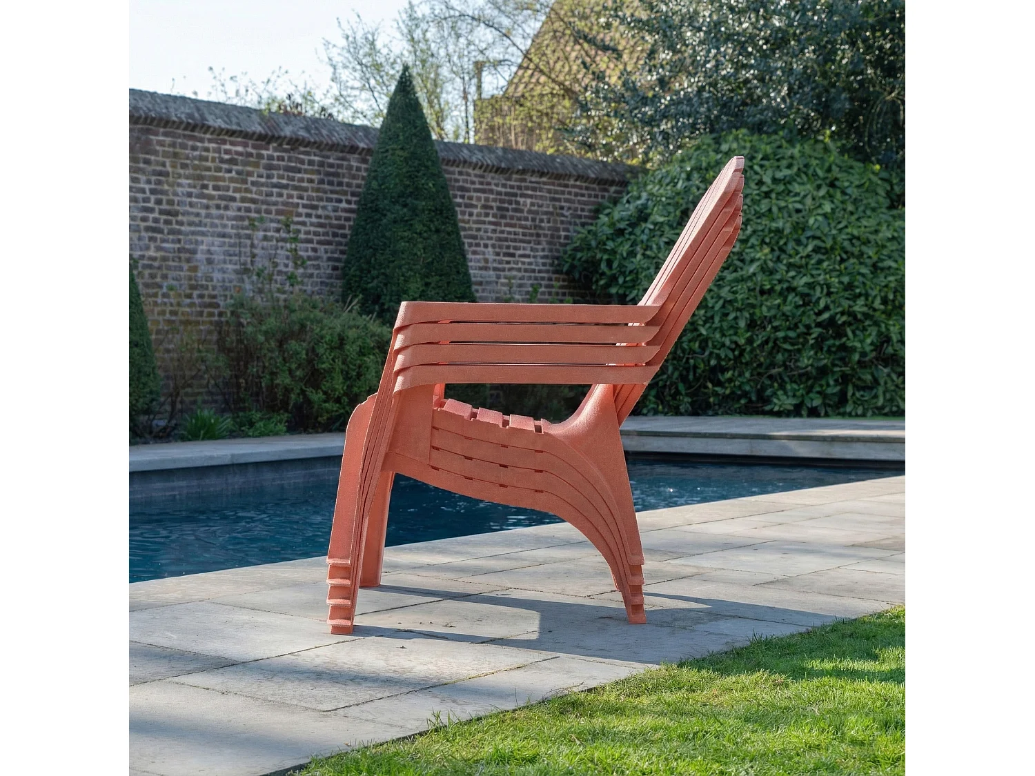 Lot de 4 Fauteuils  Adirondack de jardin en résine empilables Terracota