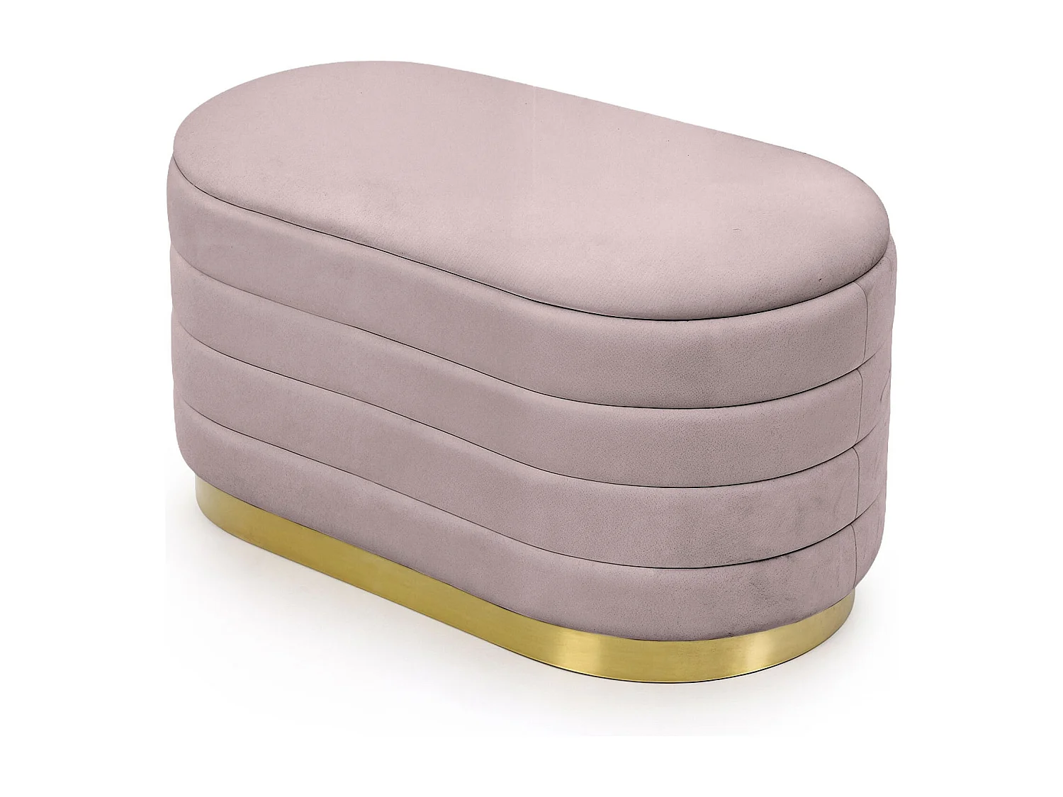 Banc en velours avec rangement 80 cm BELLA Rose Poudré
